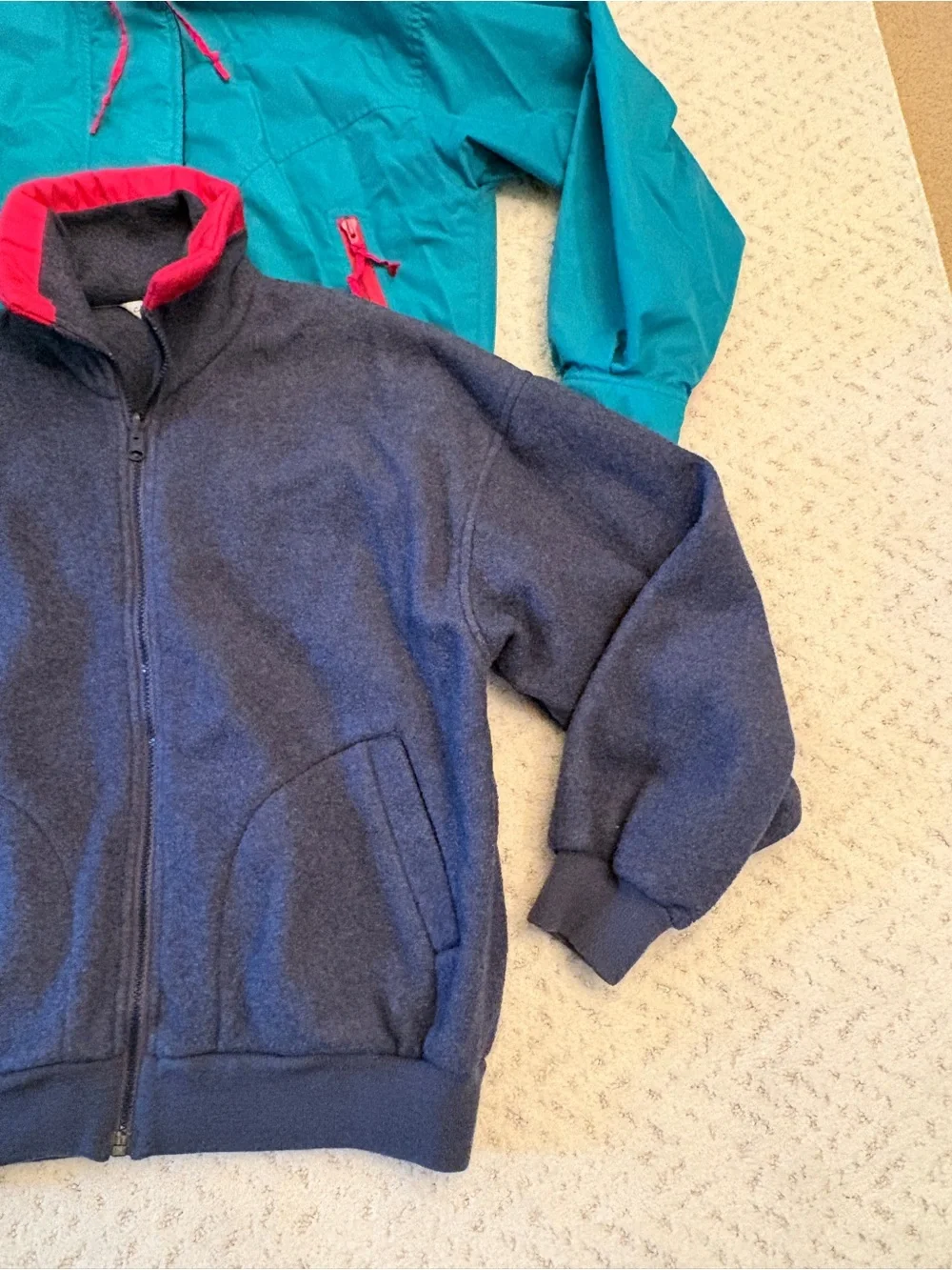 Vintage 90s Snow Ski Jacket With Fleece Jacket Lining Size Medium Teal Pink